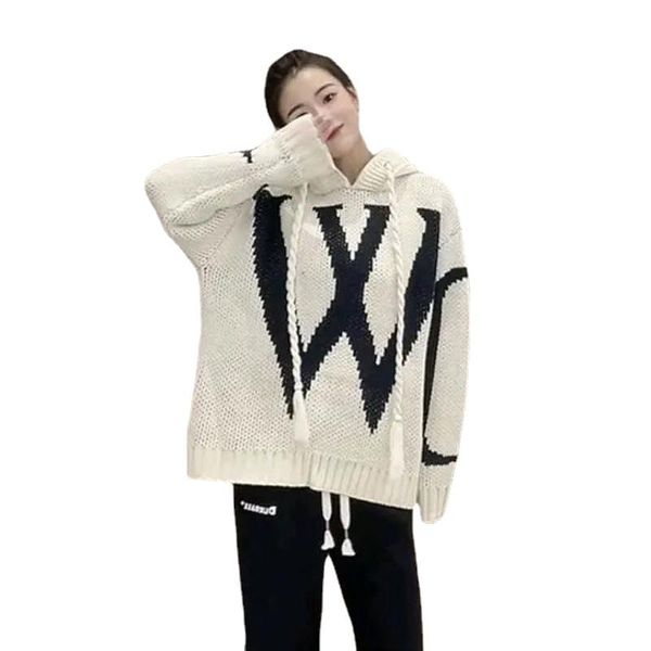 women's sweaters autumn and winter loose show thin mid - length letter hooded sweater jacket women, White;black
women's sweaters autumn and winter loose show thin mid - length letter hooded sweater jacket women, White;black