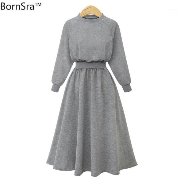 bornsra l-5xl big size sweatshirts dress women winter fall thin elastic waist high solid black long maxi pull casual dresses, Black;gray
bornsra l-5xl big size sweatshirts dress women winter fall thin elastic waist high solid black long maxi pull casual dresses, Black;gray