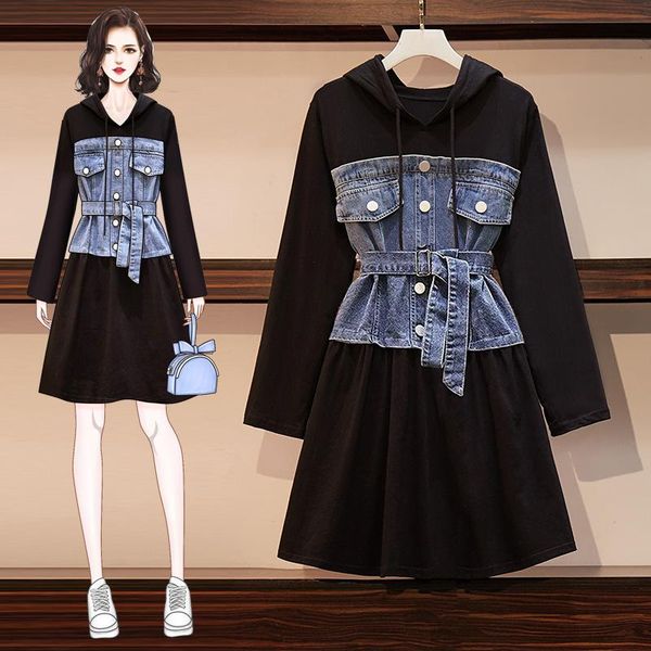 casual dresses large size women's fashion dress 2021 spring temperament tight waist slim looking belly covering long sleeve denim, Black;gray
casual dresses large size women's fashion dress 2021 spring temperament tight waist slim looking belly covering long sleeve denim, Black;gray
