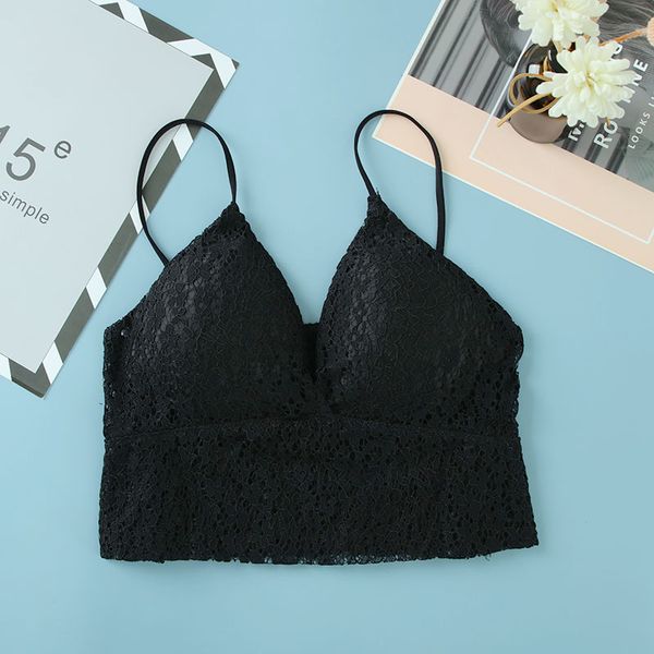 women tank v-neck lace crop a b cup beautiful back bralette summer lingerie, Black;white
women tank v-neck lace crop a b cup beautiful back bralette summer lingerie, Black;white