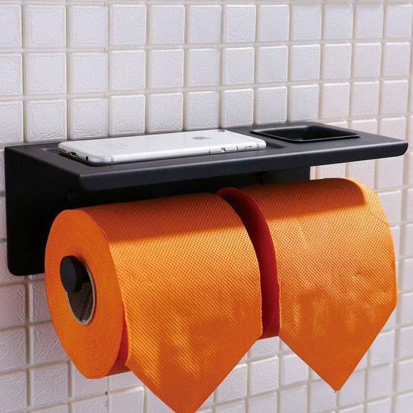 toilet paper holders modern style black 304 stainless steel double towel rack with mobile phone shelf wall mount bathroom accessories vu10
toilet paper holders modern style black 304 stainless steel double towel rack with mobile phone shelf wall mount bathroom accessories vu10