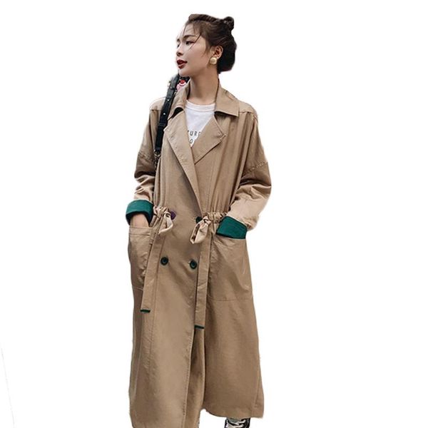women's trench coats spring autumn windbreaker coat women korean long section loose stitching pvercoat casual double breasted, Tan;black
women's trench coats spring autumn windbreaker coat women korean long section loose stitching pvercoat casual double breasted, Tan;black
