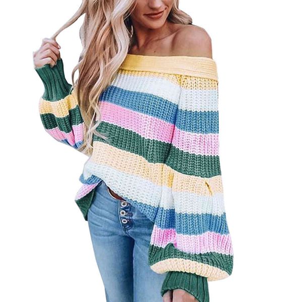 slash neck off the striped shoulder flashlight sleeve thick mesh drop jumper woman's sweater robe, White;black
slash neck off the striped shoulder flashlight sleeve thick mesh drop jumper woman's sweater robe, White;black