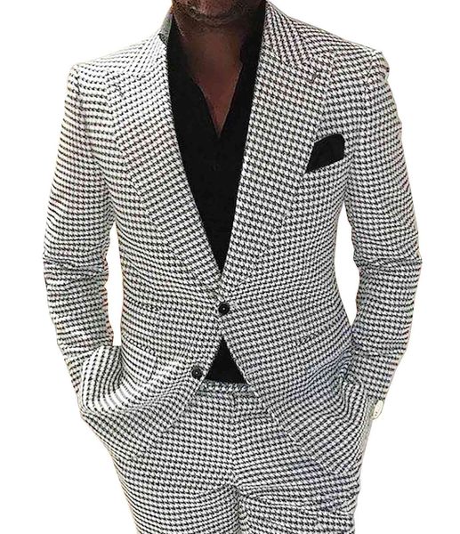 men's suits & blazers male houndstooth formal notch lapel wool/tweed tux for the prom blazer man two pieces (blazer + pants, White;black
men's suits & blazers male houndstooth formal notch lapel wool/tweed tux for the prom blazer man two pieces (blazer + pants, White;black