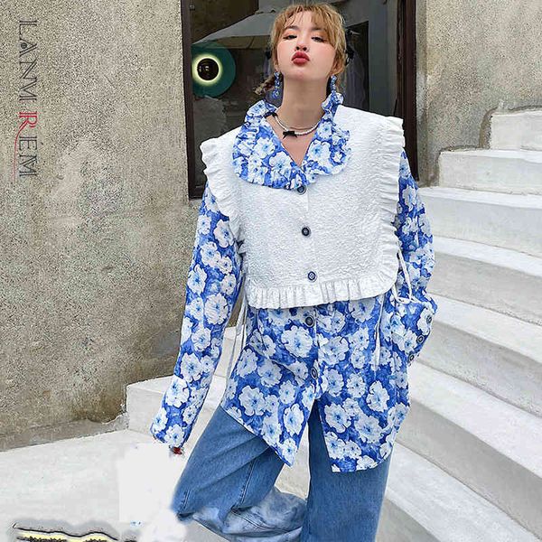 women blue single breasted shawls floral blouse lapel long sleeve loose shirt fashion tide spring summer 2f0197 210507, White
women blue single breasted shawls floral blouse lapel long sleeve loose shirt fashion tide spring summer 2f0197 210507, White