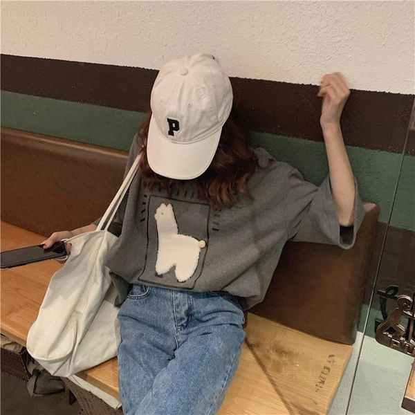 cartoon alpaca animal printed casual loose oversize korean style 2021 summer short sleeve women female t-shirts women's t-shirt, White
cartoon alpaca animal printed casual loose oversize korean style 2021 summer short sleeve women female t-shirts women's t-shirt, White