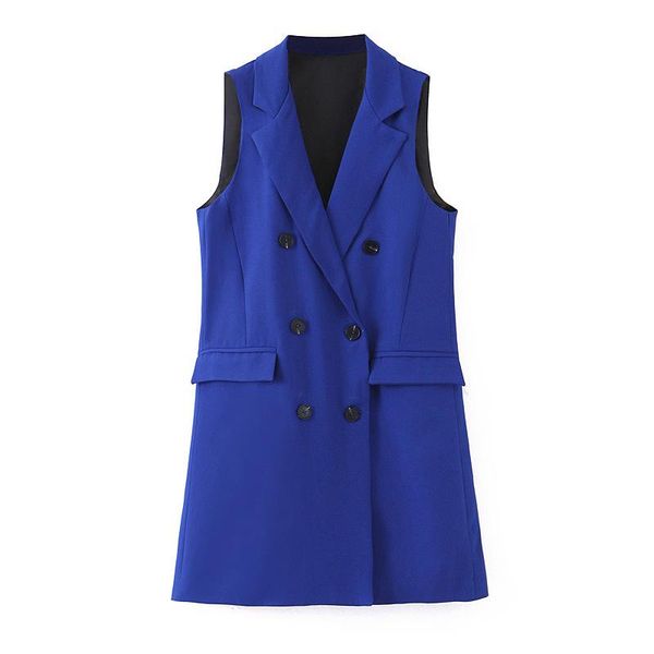 women's vests waistcoat blue double breasted women long sleeveless pockets office lady vest outerwear casual chalecos mujer, Black;white
women's vests waistcoat blue double breasted women long sleeveless pockets office lady vest outerwear casual chalecos mujer, Black;white
