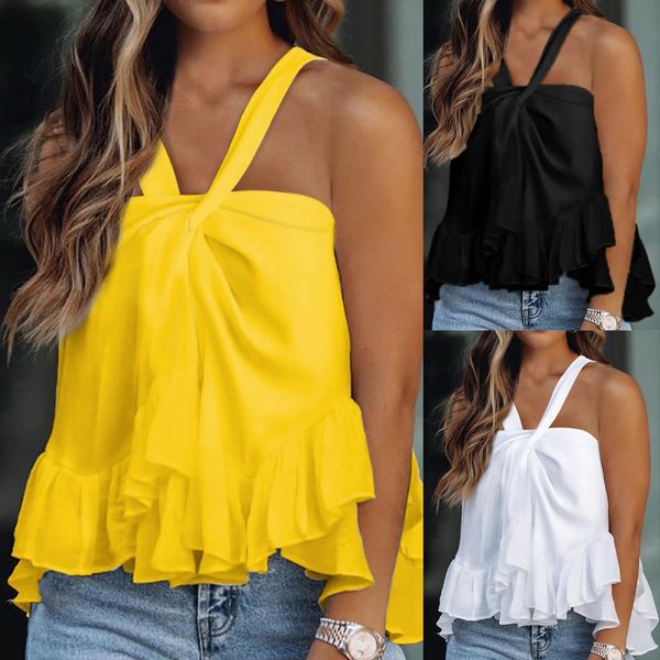 t shirts summer breast women cami wrap solid color fashion sleeveless halter sling blouse, White
t shirts summer breast women cami wrap solid color fashion sleeveless halter sling blouse, White