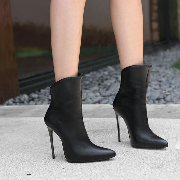 dress shoes thin heel high women's boots back zipper pointed toe white large size 40-48 ankle, Black
dress shoes thin heel high women's boots back zipper pointed toe white large size 40-48 ankle, Black