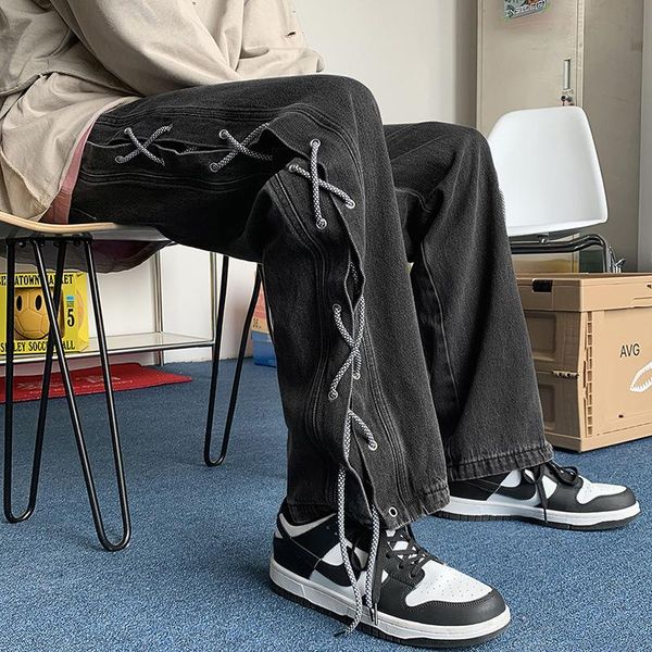 men's jeans fall pants high street american loose straight fashion lace wide leg, Blue
men's jeans fall pants high street american loose straight fashion lace wide leg, Blue