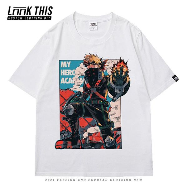 women's t-shirt anime my hero academia bakugou print e girl oversized loose black harajuku streetwear, White
women's t-shirt anime my hero academia bakugou print e girl oversized loose black harajuku streetwear, White