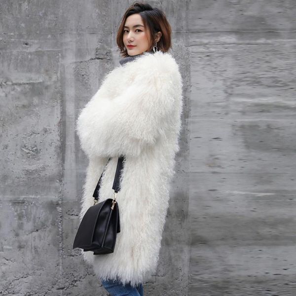 women's fur & faux long natural coat of mongolia sheep autumn winter outdoor warm 100cm white lamb jacket full pelt coats c126, Black
women's fur & faux long natural coat of mongolia sheep autumn winter outdoor warm 100cm white lamb jacket full pelt coats c126, Black