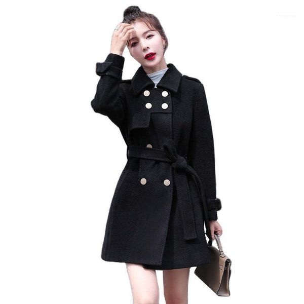 women's wool & blends 2021 woolen coat autumn winter women double breasted jacket femalethicken warm outerwear overcoat, Black
women's wool & blends 2021 woolen coat autumn winter women double breasted jacket femalethicken warm outerwear overcoat, Black