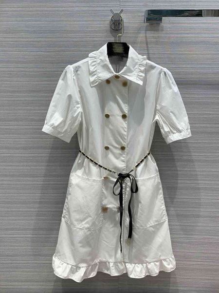 dress women ruffles mini dress luxury brand design short sleeve white chain fashion office lady cotton dresses summer, Black;gray
dress women ruffles mini dress luxury brand design short sleeve white chain fashion office lady cotton dresses summer, Black;gray
