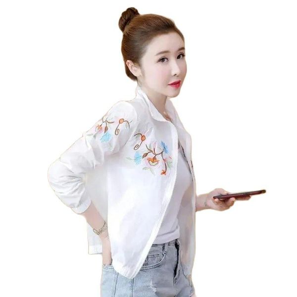 women's jackets sun protection clothing spring autumn thin all-match ladies coat lapel embroidery summer ms, Black;brown
women's jackets sun protection clothing spring autumn thin all-match ladies coat lapel embroidery summer ms, Black;brown
