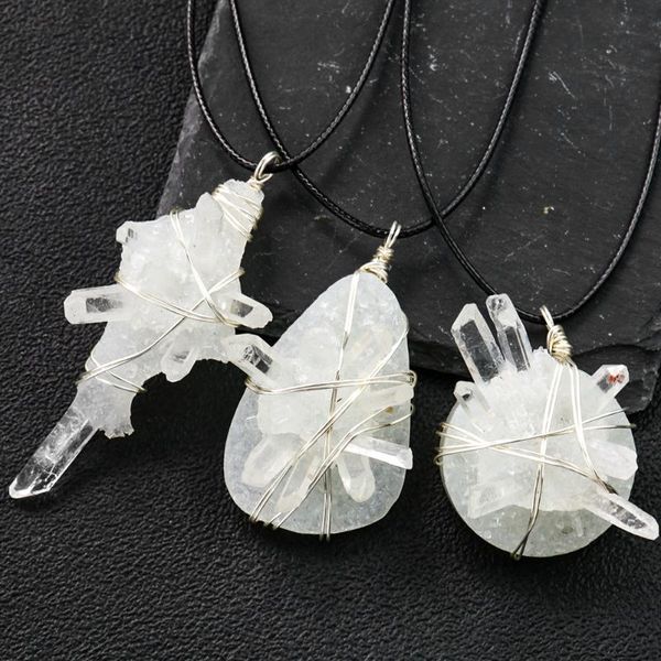 pendant necklaces natural white crystal cluster rough stone necklace romantic silky matching jewelry gift, Silver
pendant necklaces natural white crystal cluster rough stone necklace romantic silky matching jewelry gift, Silver