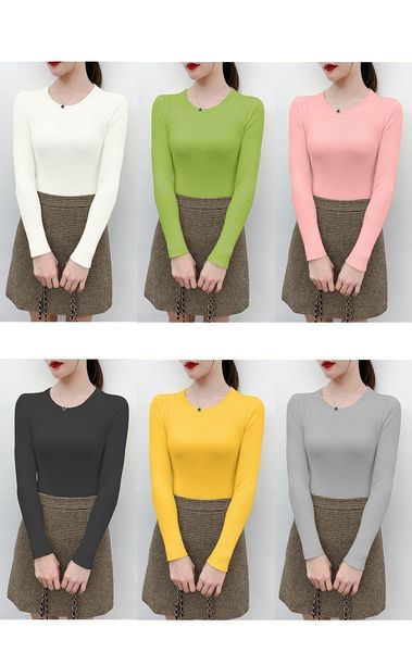 women's sweaters 2021 autumn winter classic long sleeve round neck solid color casual tunic pullover knitted slim sweater, White;black
women's sweaters 2021 autumn winter classic long sleeve round neck solid color casual tunic pullover knitted slim sweater, White;black