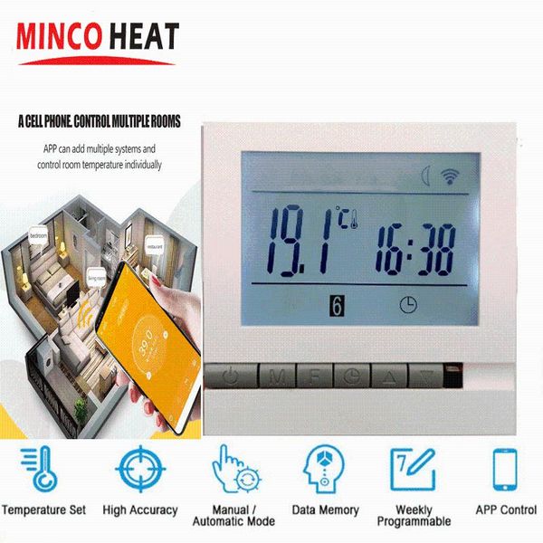 smart home control tuya intelligent room wifi thermostat remote controller temperature alexa google 95~240v ac
smart home control tuya intelligent room wifi thermostat remote controller temperature alexa google 95~240v ac