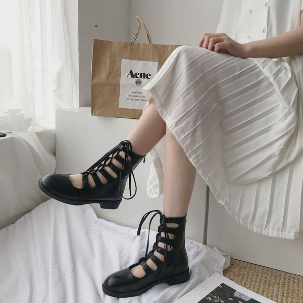 boots 2021 spring and summer women's solid color hollow lace flat bottom casual retro style roman cool bo, Black
boots 2021 spring and summer women's solid color hollow lace flat bottom casual retro style roman cool bo, Black