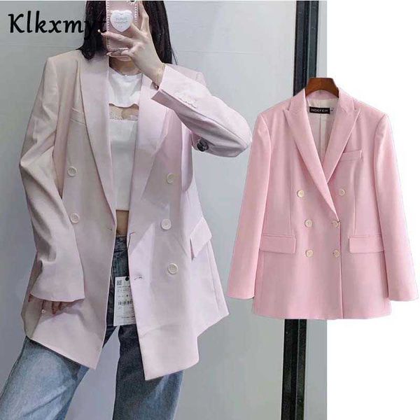 klkxmyt za women elegant double breasted casual pink blazer coat vintage long sleeve suits female outerwear chic business 210527, White;black
klkxmyt za women elegant double breasted casual pink blazer coat vintage long sleeve suits female outerwear chic business 210527, White;black