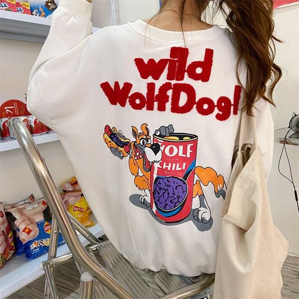 white cartoons letter printing oversized crewneck sweatshirt women loose pullover harajuku fashion long sleeve clothes for teens women', Black
white cartoons letter printing oversized crewneck sweatshirt women loose pullover harajuku fashion long sleeve clothes for teens women', Black