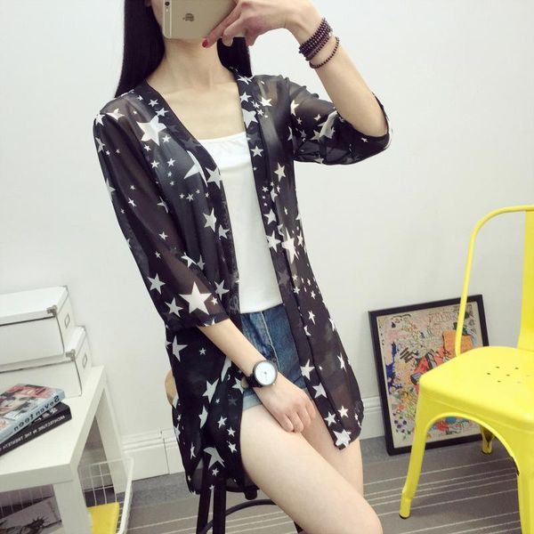 women's blouses & shirts 2021 summer korean style shirt cardigan print of thin chiffon long loose half sleeve o-neck sun protection cl, White
women's blouses & shirts 2021 summer korean style shirt cardigan print of thin chiffon long loose half sleeve o-neck sun protection cl, White