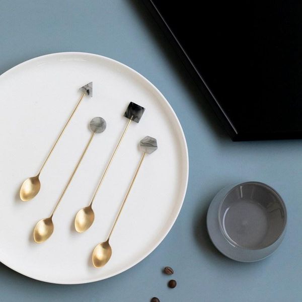 spoons 304 stainless steel long spoon household coffee stirring handle acrylic gold-plated geometric shape
spoons 304 stainless steel long spoon household coffee stirring handle acrylic gold-plated geometric shape