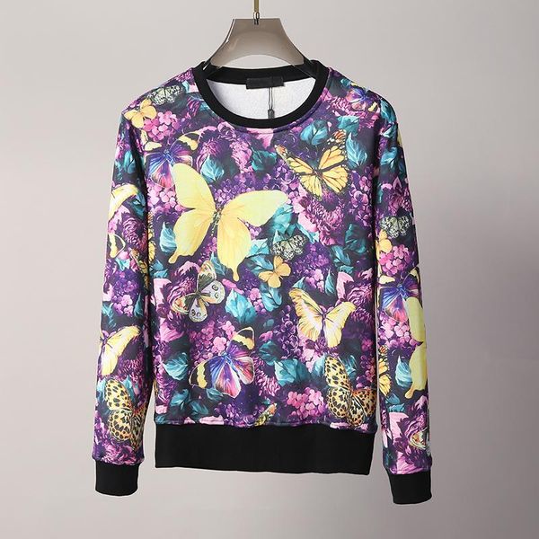 men's hoodies & sweatshirts 2021 sweater butterfly flower print milan fashion pure cotton spring and autumn long sleeve round neck pull, Black
men's hoodies & sweatshirts 2021 sweater butterfly flower print milan fashion pure cotton spring and autumn long sleeve round neck pull, Black