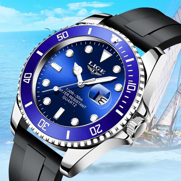 wristwatches lige fashion diver watch men 30atm waterproof date clock sport watches mens quartz wristwatch relogio masculin, Slivery;brown 
wristwatches lige fashion diver watch men 30atm waterproof date clock sport watches mens quartz wristwatch relogio masculin, Slivery;brown