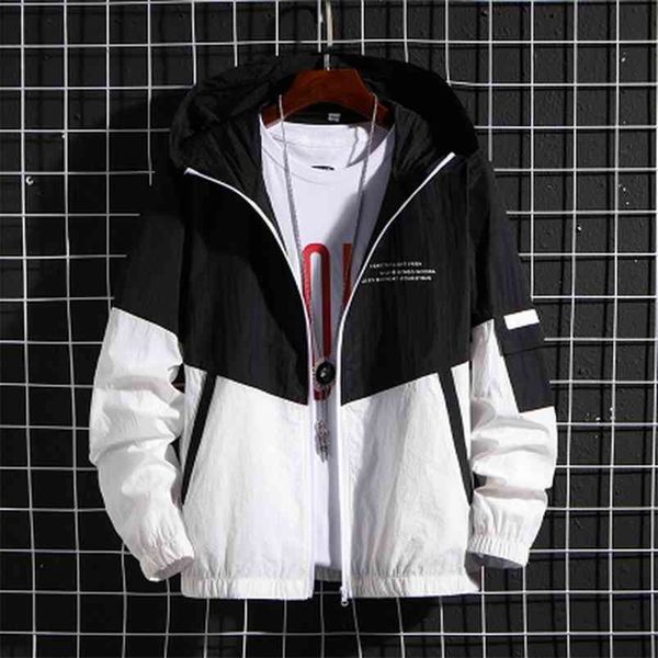 men's windbreaker summer sun protection jacket outwear sports cycling loose hooded patchwork male coats men brand clothing 210819, Black;brown
men's windbreaker summer sun protection jacket outwear sports cycling loose hooded patchwork male coats men brand clothing 210819, Black;brown
