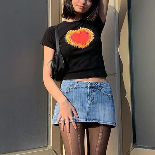 women's t-shirt black women heart-shaped sun print short sleeve slim spring fashion pullover all-match clothing, White
women's t-shirt black women heart-shaped sun print short sleeve slim spring fashion pullover all-match clothing, White