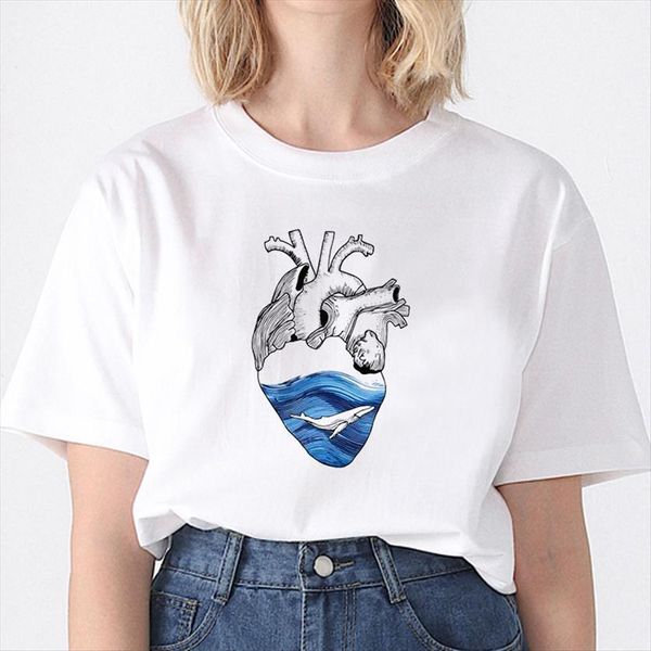 heart abstract ocean print womens t shirts summer earth fashion harajuku aesthetics hipster, White
heart abstract ocean print womens t shirts summer earth fashion harajuku aesthetics hipster, White