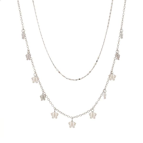 chains retro temperament simple fashion jewelry women's necklace versatile butterfly tassel double-layer clavicle chain style, Silver
chains retro temperament simple fashion jewelry women's necklace versatile butterfly tassel double-layer clavicle chain style, Silver