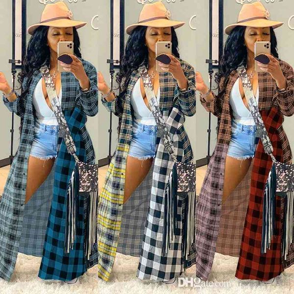 women trench coats autumn and winter jacket fashion leisure color lattice splicing long shirt coat, Tan;black
women trench coats autumn and winter jacket fashion leisure color lattice splicing long shirt coat, Tan;black