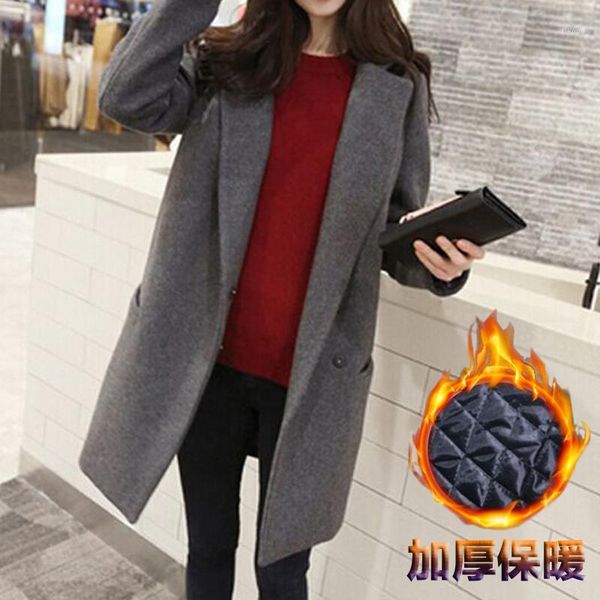 women's wool & blends windbreaker coat, long large size, loose and thick coat.1, Black
women's wool & blends windbreaker coat, long large size, loose and thick coat.1, Black