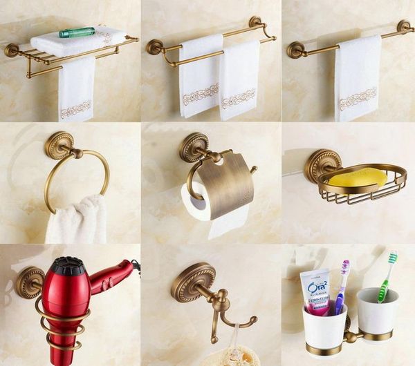 towel racks antique brass wall mounted bathroom hardware set toilet paper holder/ robe hook/ bar/ rings zj003
towel racks antique brass wall mounted bathroom hardware set toilet paper holder/ robe hook/ bar/ rings zj003