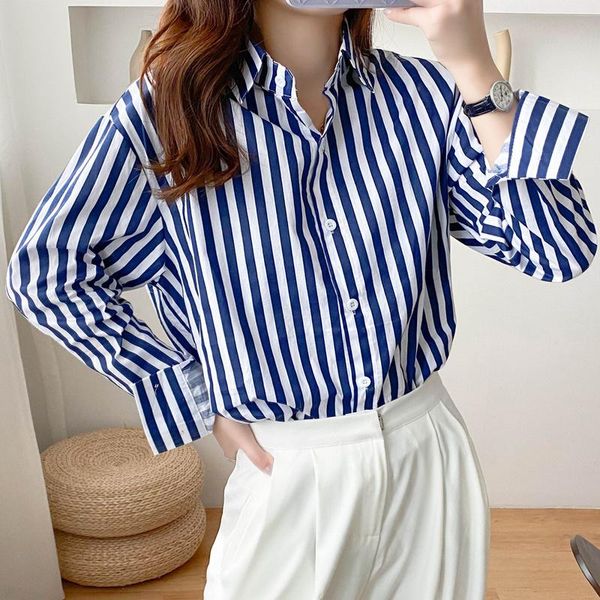 shirt women's 2021 autumn striped streetwear full button vintage oversize korean fashion women clothing ladies blusas 0675 blouses & s, White
shirt women's 2021 autumn striped streetwear full button vintage oversize korean fashion women clothing ladies blusas 0675 blouses & s, White