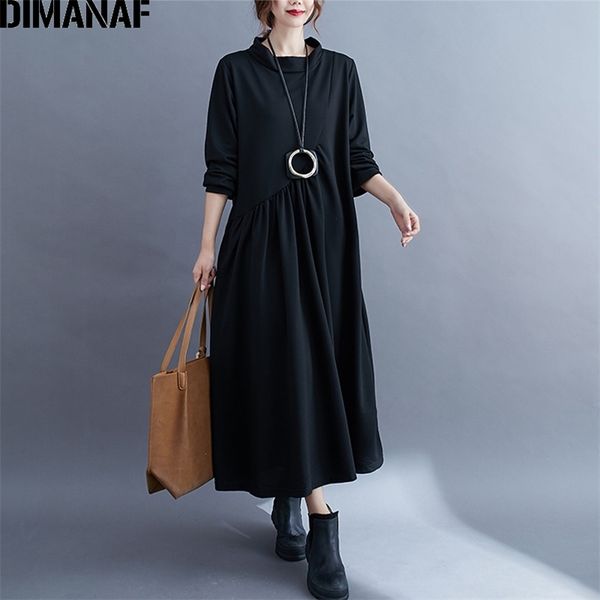 plus size women dress long sleeve turtleneck pleated basic lady vestido solid autumn winter cotton loose female clothing 210531, Black;gray
plus size women dress long sleeve turtleneck pleated basic lady vestido solid autumn winter cotton loose female clothing 210531, Black;gray