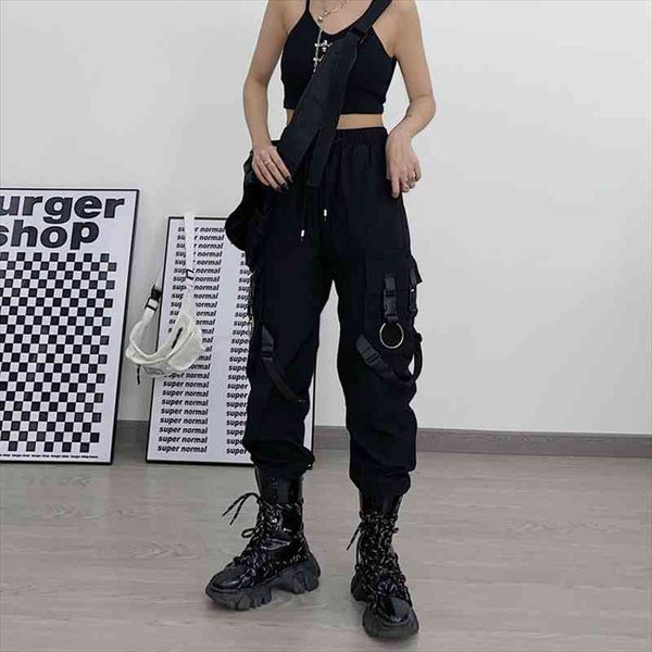 techwear gothic black cargo pants women punk streetwear hip hop joggers harajuku high waist ribbon loose female trousers, Black;white
techwear gothic black cargo pants women punk streetwear hip hop joggers harajuku high waist ribbon loose female trousers, Black;white