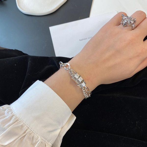 link, chain aensoa hip hop cool double layered linked geometric bracelets for women silver color metal charm bracelet street style, Black
link, chain aensoa hip hop cool double layered linked geometric bracelets for women silver color metal charm bracelet street style, Black