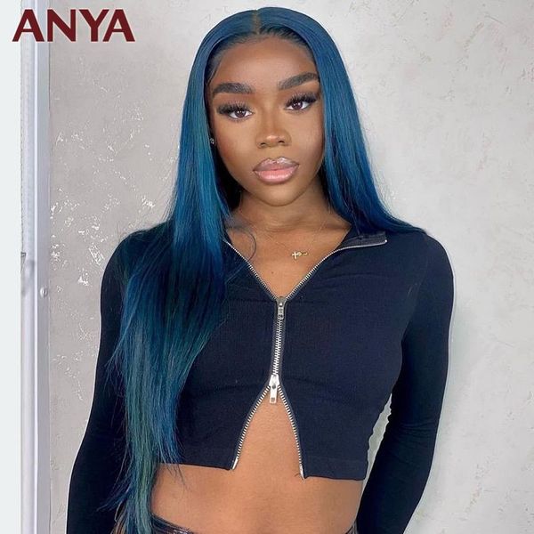 anya ocean blue colored lace front wig pre plucked staight human hair transparent malaysia remy for black women wigs, Black;brown 
anya ocean blue colored lace front wig pre plucked staight human hair transparent malaysia remy for black women wigs, Black;brown