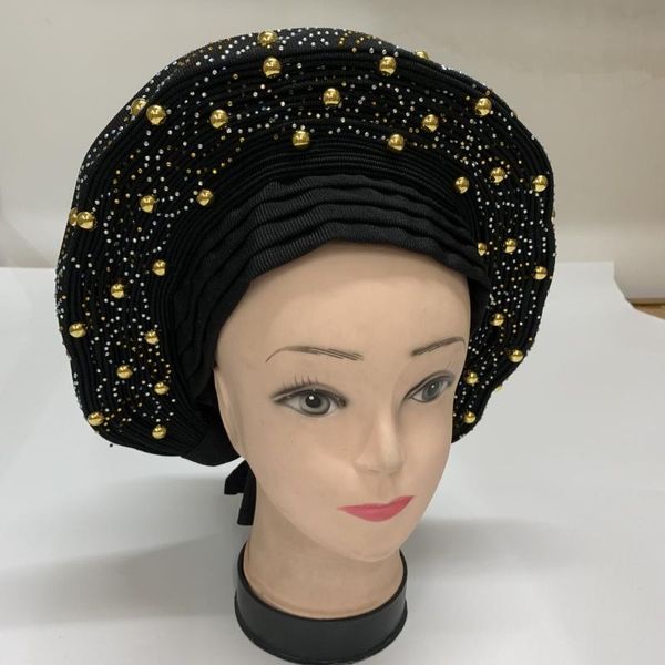 beanie/skull caps african auto gele headtie for women braids turban with beads black geles headscarf, Blue;gray
beanie/skull caps african auto gele headtie for women braids turban with beads black geles headscarf, Blue;gray
