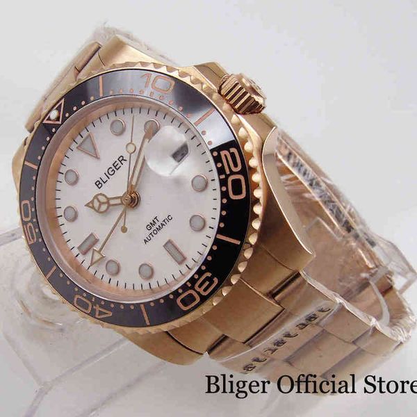hand bliger rose gold gmt mechanical watch saffier glass deployment closing, Slivery;brown
hand bliger rose gold gmt mechanical watch saffier glass deployment closing, Slivery;brown