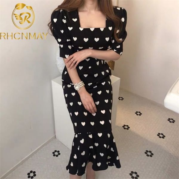 summer love heart print dress women fashion square collar short sleeve ladies vestidos elegant slim waist mermaid dresses 210506, Black;gray
summer love heart print dress women fashion square collar short sleeve ladies vestidos elegant slim waist mermaid dresses 210506, Black;gray
