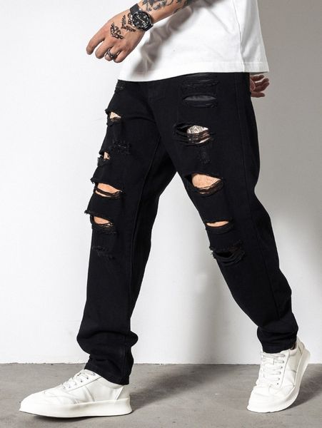 men ripped washed jeans e6oo#, Blue