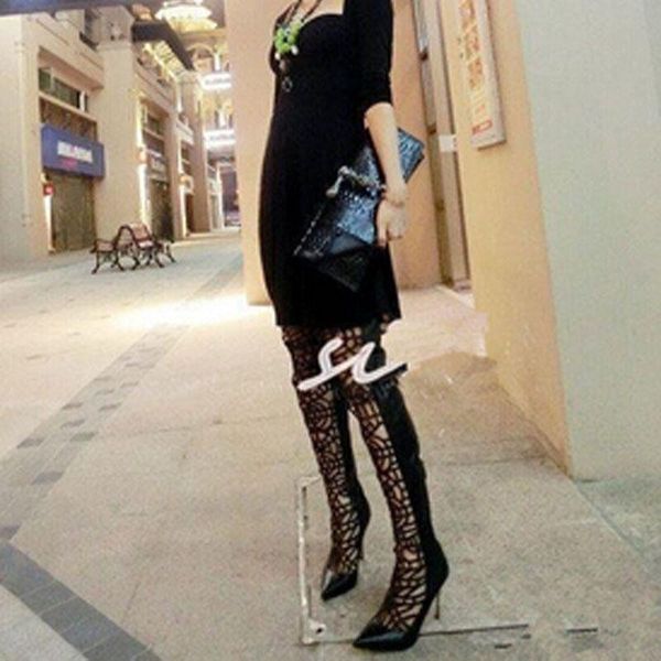 boots women blacke suede leather pointed toe over the knee sandal botas solid mesh selling high heel gladiator shoes, Black
boots women blacke suede leather pointed toe over the knee sandal botas solid mesh selling high heel gladiator shoes, Black