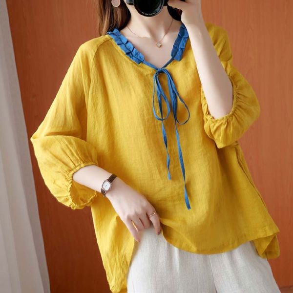 oversized women cotton linen casual blouses new arrival summer simple style vintage v-neck loose female shirts d003 210412, White
oversized women cotton linen casual blouses new arrival summer simple style vintage v-neck loose female shirts d003 210412, White