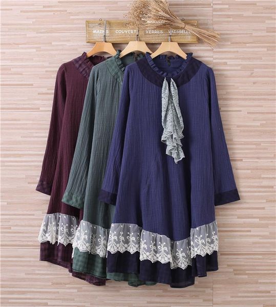 casual dresses women's original design lace hem dress female autumn spring loose long-sleeve stand collar cute vintage y03563, Black;gray
casual dresses women's original design lace hem dress female autumn spring loose long-sleeve stand collar cute vintage y03563, Black;gray