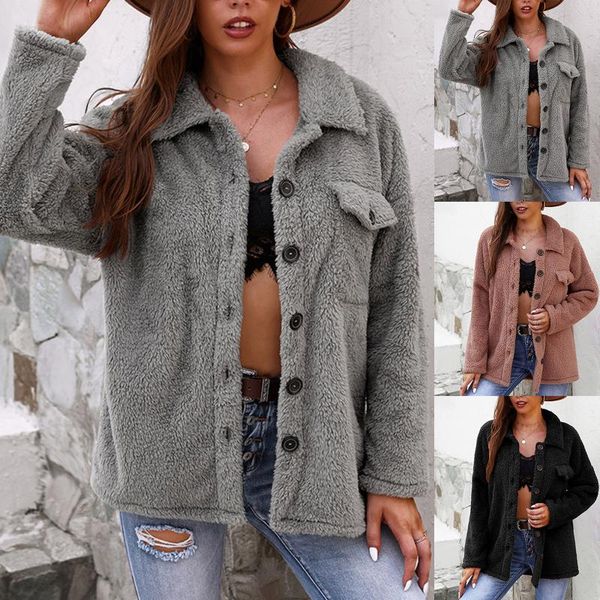 women's jackets plush coat womens autumn winter fleece jacket for women fashion pure color casual warm overcoat ladies coats 2021, Black;brown
women's jackets plush coat womens autumn winter fleece jacket for women fashion pure color casual warm overcoat ladies coats 2021, Black;brown