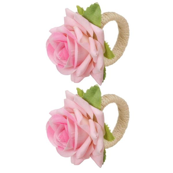 napkin rings 2pcs imitation linen woven rose buckles wedding )